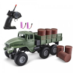 Kaugjuhtimispuldiga s&otilde;jav&auml;eveok 1/16 s&otilde;jav&auml;eveoauto maastikus&otilde;iduk 6-veoline LED-valgustusega Military Carrier Vehicle 2 battery roheline