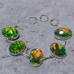 Green Triplet Opal Gemstone Handmade 925 Sterling Silver Bracelet 7-8 e0y39