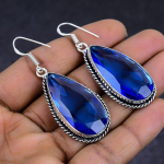 Swiss Blue Topaz Gemstone 925 Sterling Silver gift Jewelry Earring 2.17 K3t48