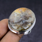 Tube Agate Gemstone handmade 925 Sterling Silver gift Jewelry Ring Size 9 d0o50