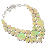 Natural Orange Triplet Opal 925 Sterling Silver Jewelry Necklace 18 v2v00