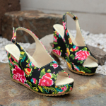 mood Summer Beach Boho lillelised kiilusandaalid Naiste pahkluu platvormkingad Naiste k&otilde;rged kontsad sandaalid platvormkontsad zapatos de mujer 36 must