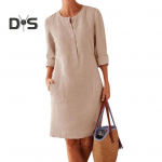 S&uuml;giskevadine naiste kleit &Uuml;mara kaelusega, &uuml;hev&auml;rvilised n&ouml;&ouml;bid avarate pikkade varrukatega, plaaster taskuga p&otilde;lvepikkusega vabaajakleit igap&auml;evaseks kandmiseks XL