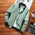 Kevadine ja s&uuml;gisene meeste jope mantel Lihtne soliidne pesapallikaelus, t&otilde;mblukk, tuulepluus, jalgrattamantel XXXXL heleroheline v&auml;rv