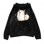 S&uuml;gistalvine naiste kapuuts Pingutuspael elastne mansett Paks kassi tikandid fliis Oversize plaaster tasku lahtised pikad varrukad Pullover soe paari topp M must