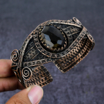 Looduslik suitsune topaas v&auml;&auml;riskivist vasest traadist m&auml;his manseti k&auml;ev&otilde;ru reguleeritav h7P12