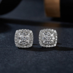 S925 h&otilde;bedased s&auml;delevad ruudukujulised moissanite-k&otilde;rvar&otilde;ngad naistele pulmapeo peened ehted h&otilde;be