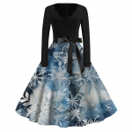 Naiste mood V-kaelusega vabaaja &otilde;hukesed j&otilde;ulutr&uuml;kiga pikkade varrukatega kleidid L