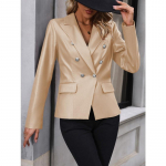 PU mootorratta kaherealised &uuml;likonnajoped, pikkade varrukatega kunstnahast jakk naistele S pruun