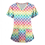 Naiste moodsad V-kaelusega l&uuml;hikeste varrukatega t&ouml;&ouml;r&otilde;ivad, taskutega, tr&uuml;kitud topid S