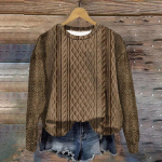 Naiste mood, j&otilde;ulud, tr&uuml;kitud pikkade varrukatega ja &uuml;mara kaelusega dressipluus XXL