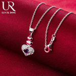 925 h&otilde;besinine tsirkoonist s&uuml;damekujuline ripats-kaelakee Moodsad pulmaehted O-45CM