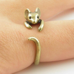 Punk Mouse Animal Wrap Ring Punk Hiirte Vintage Retro S&otilde;rmused Naistele Anel Boho Chic Mouse S&otilde;rmus MEESTE Ehted kuld