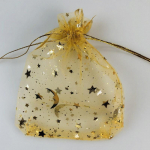 100 tk Stars & Moon Design Organza l&auml;bipaistev marli element ehtekotid t&uuml;llkangast pulmakinkekotid kotike Organza kingikott kuldne