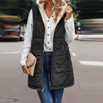 Naiste s&uuml;gisesed &uuml;mberp&ouml;&ouml;ratavad vestid varrukateta jakk lukuga kapuutsiga taskud pikad soojad talvised &uuml;ler&otilde;ivad 5XL must