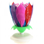 Romantique Joyeux Anniversaire Fleur Double Lotus Musical Rotatif Bougie G&acirc;teau Multicolore