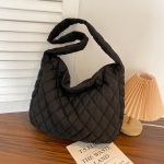 Talvise allatikandiga &otilde;lakott Moodne polsterdatud pelmeen, suure mahutavusega Crossbody kott 38x9x34cm must