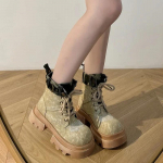 2024. aasta uued Botas Naised Mootorratta poolsaapad Kiilud Naiste paelad, platvormid, papud Mustad nahast Oxfordi kingad Naistele Botas Mujer 35 khaki