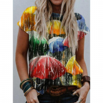 3D prinditud T-s&auml;rk Slim Fit Pullover L&uuml;hikeste varrukatega Naiste V-kaelusega T-s&auml;rk Naiste Bohemia S