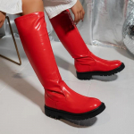 Mood S&uuml;gis K&otilde;rge Kvaliteediga Naiste P&otilde;lvini Saapad Mugavad Paksu Tallaga Vabaaja Peale T&otilde;mmatavad Botas De Mujer Disainer 2024Uued Mootorrattasaapad 42 punane