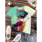 2024. aasta vabaaja naiste lilledega mustriga T-s&auml;rk l&uuml;hikeste varrukatega &uuml;lisuured topid naistele Moodne O-kaelusega naisteriided, suvine uus pluus S