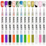 12 v&auml;rvi 3D k&uuml;&uuml;nekunsti pliiatsite komplekt, k&uuml;&uuml;nelaki pliiatsid, k&uuml;&uuml;nepunktiga grafiti t&auml;ppidega pliiats joonistus v&auml;rvimiseks laineri pintsel A-12 colors