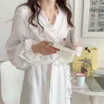 Puuvillane Hommikumantel Naistele Volangidega Pikkade Varrukatega Korea Magus Kimono Hommikumantel Elegantne Spa Daam Kevad S&uuml;gis Kodu &Ouml;&ouml;pesu One Size
