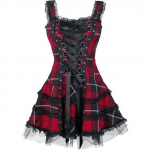 Naiste Klassikalised Volangpitsiga Kleidid Varrukateta Ruuduline Vintage Gooti Mini Kleidid Ballikleidid Cosplay Kost&uuml;&uuml;m Pluss Suuruses Kleit XXXL