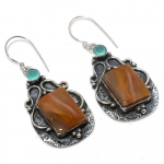 Tube Agate, Chalcedony 925 Sterling Silver Jewelry Earring 2.17 l3f37