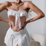 Naiste t&auml;nav splicing Clashing Bow Hottie Bustier seljata kalaluu ​​paak S roosa