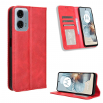 Flip kate Motorola G45 5G/G34 5G/G55/G35/G75 nahk&uuml;mbrisele [Flip Vintage Leather] Rahakoti p&otilde;rutuskindel vastupidav retrotelefoni &uuml;mbris for Motorola G45/Moto G34 must