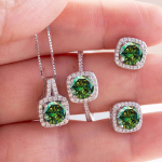 925 h&otilde;bedane naiste &uuml;mmarguse l&otilde;ikega D v&auml;rvi moissanite ehtekomplekt t&otilde;eline 925 h&otilde;bedane ripats kaelakee ja k&otilde;rvar&otilde;ngad naistele peened ehted 6&45cm