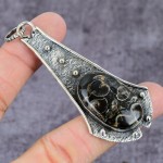 Turtela Fossil Handmade 925 Sterling Silver Jewelry Pendant 2.95 c6p97