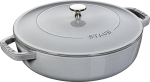 Staub Pan Grey, kahe k&auml;ega valatud emailiga pott madal Sukiyaki, mis &uuml;hildub IH Jaapani hautajaga Braiser Saut&eacute; 24cm [volitatud toode] 40511-471