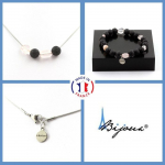 Pierres et Min&eacute;raux. Parure bijoux Bracelet Collier 4 perles Lave 8 mm + Quartz rose du Taille personnalisable.