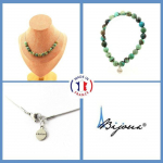 Pierres et Min&eacute;raux. Parure bijoux Bracelet Collier 15 Perles Chrysocolle de Namibie Taille personnalisable.