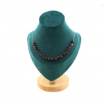 Pierres et Min&eacute;raux. Collier 20 perles Grenat Spessartite du Mozambique. Chaine en acier Collier femmes, hommes. Taille personnalis