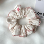 Prantsuse magusa pitsilise kaunistusega kangast kummikudumid hobusesaba hoidjaga juuksesidemed lillega elastne juuksen&ouml;&ouml;r naistele t&uuml;drukutele juuste aksessuaarid L