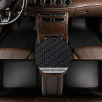 Kvaliteetne 4 tk Auto p&otilde;randa nahast vaibavooder Vee-/tolmukindel/libisemiskindel matt sobib universaalsetele autop&otilde;randamattidele eesmise ja tagumise vaibamatiga 4PCS beež/must