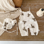 2025. aasta suvine karu-teemaline Korea kapuutsiga slingi kombinesoon imikutele ja v&auml;ikelastele &ndash; hingav ja kerge 90 cm aprikoosi