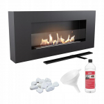 Wall mounted Bioethanol fireplace DELTA FLAT T&Uuml;V with glazing set