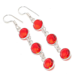 Mozambique Garnet Handmade 925 Sterling Silver Jewelry Earring 2.36 y7j63