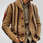 Uus mitmek&uuml;lgne s&uuml;gis- ja talvine kardigan meeste retro kootud kampsun jakk pikkade varrukatega raske žakaarv&auml;rvi kampsun S khaki