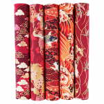 Jaapani stiilis lilleline puuvillakanga komplekt: 5 v&auml;rvi patchwork k&auml;sit&ouml;&ouml;projektide jaoks