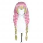 Kvaliteetne Mitsuri Kanroji Cosplay Parukas Pikk Roosa Roheline Punutud Kuumakindel Juuste Autentne Anime Cosplay Parukad + Parukakate One Size
