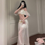 Seksikad jumalanna &uuml;likonnad Cosplay Egiptuse kuninganna k&otilde;hutants Aladdin India tants Eksootiline hotelli &ouml;&ouml;klubi riietus One Size valge
