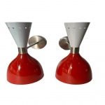 Punased ja valged sajandi keskpaiga modernsed seinavalgustid Messingist topeltkoonusega tualettlaua seinavalgusti Kodu-kontori moodne ruumikujundus Valgusti