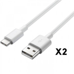 Cable USB-C pour OnePlus 10 Pro - OnePlus 9 - OnePlus 9 Pro - OnePlus 8 - OnePlus 8T - OnePlus 7T - Blanc 1M [LOT 2] Phonillico&reg;