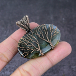 Moss Agate Gemstone Handmade Copper Wire Wrap Tree Of Life Pendant 1.77 j6a06