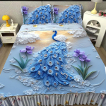 4pcs summer bedding 5D three-dimensional air conditioning quilt summer ice silk cool mat bedspread summer cool quilt 1.5m bed cover4pcs